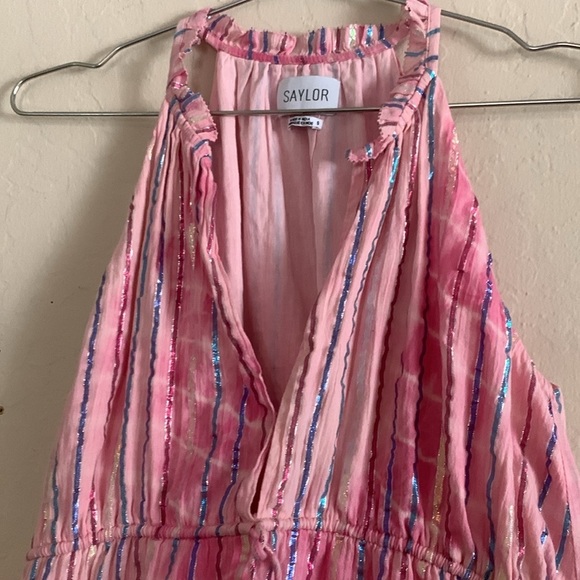 Saylor Rheta Metallic Stripe Dress Women Casual Party Wear Tie Dye Size Small - Picture 6 of 9